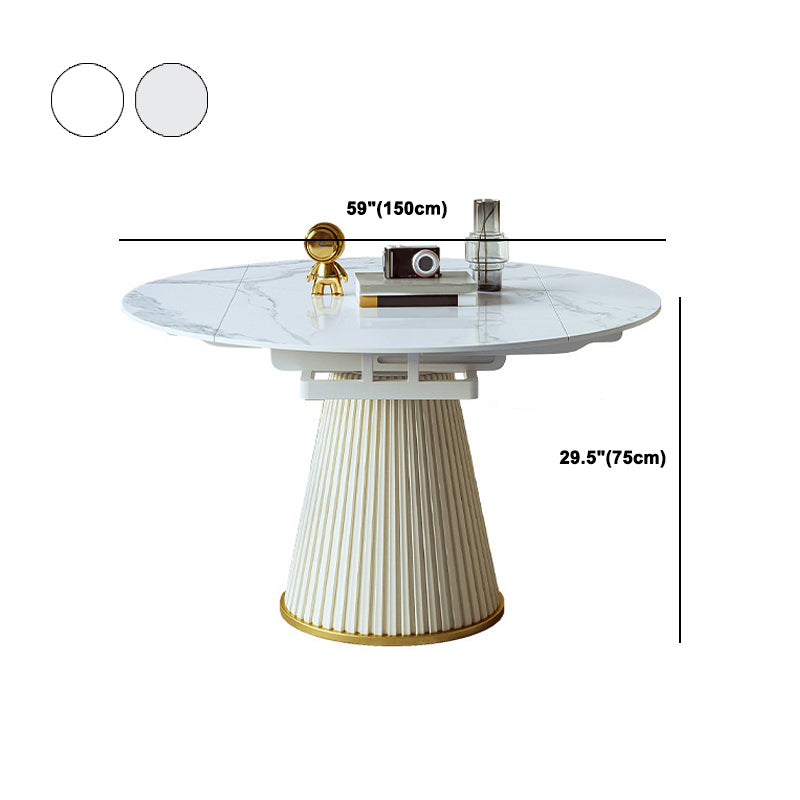 Scandinavian Round Dining Table Sets 1/4/5/7 Pieces Leather Dining Table and Chairs