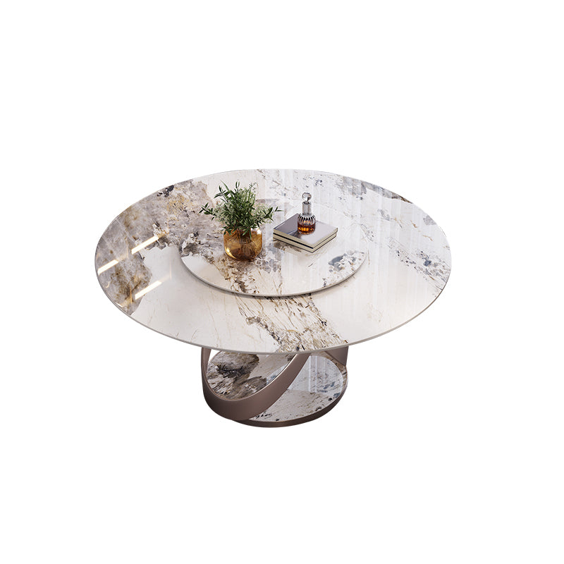 Nordic Glam Sintered Stone Round Table Set 1/4/5/7 Pieces Dining Set for Kitchen Clearhalo 'Dining Room Sets' 'Dining Tables & Seating' 'dining_room_set' 'furn' 'furn_dining_room_set' 'Furniture' 'Kitchen & Dining Furniture' 5407898