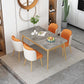 Ensemble de table à manger rectangulaire contemporain, ensemble de dinette avec plateau en pierre, 1/2/5/7 pièces