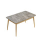 Ensemble de table à manger rectangulaire contemporain, ensemble de dinette avec plateau en pierre, 1/2/5/7 pièces