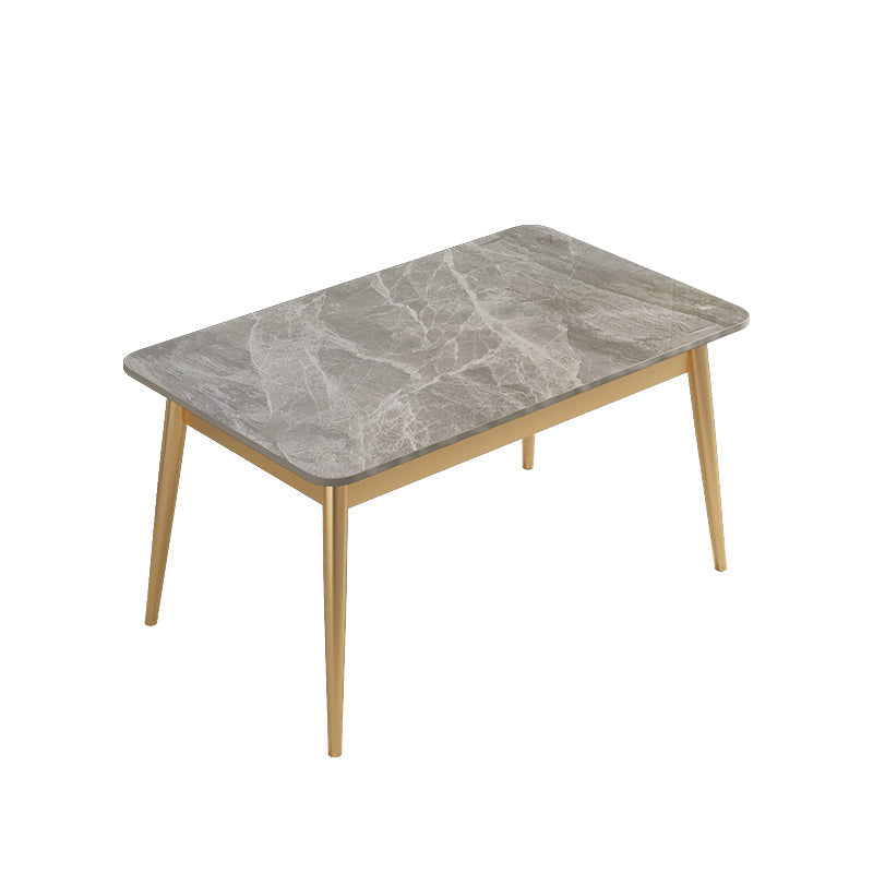 Ensemble de table à manger rectangulaire contemporain, ensemble de dinette avec plateau en pierre, 1/2/5/7 pièces