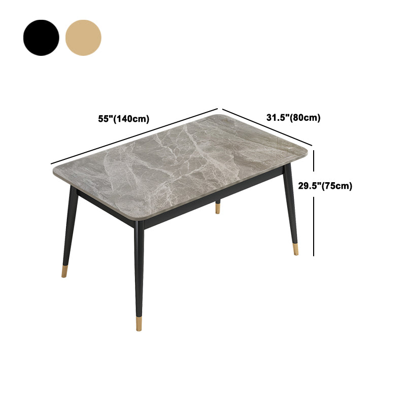 Ensemble de table à manger rectangulaire contemporain, ensemble de dinette avec plateau en pierre, 1/2/5/7 pièces