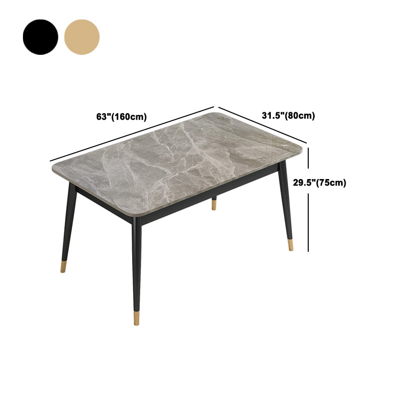 Ensemble de table à manger rectangulaire contemporain, ensemble de dinette avec plateau en pierre, 1/2/5/7 pièces
