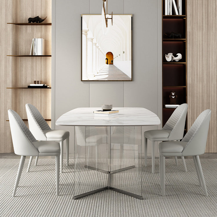 Designer Style Rectangle Dining Table Set 1/4/5 Pieces Acrylic Dining Table 5 Pieces: Table, 4 Chairs Clearhalo 'Dining Room Sets' 'Dining Tables & Seating' 'dining_room_set' 'furn' 'furn_dining_room_set' 'Furniture' 'Kitchen & Dining Furniture' 5407936