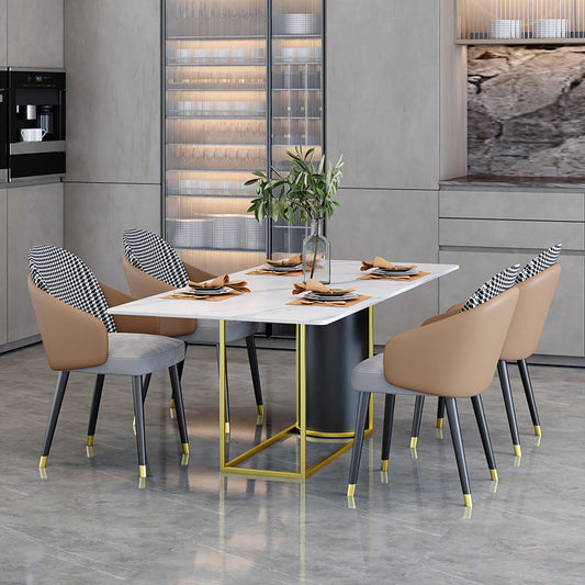 Nordic 1/5 Pieces Dining Set Rectangle Stone Dining Table for Dining Room Kitchen Clearhalo 'Dining Room Sets' 'Dining Tables & Seating' 'dining_room_set' 'furn' 'furn_dining_room_set' 'Furniture' 'Kitchen & Dining Furniture' 5407966