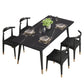 Modern Stone Top Dinette Set 1/2/4/5/7 Pieces Rectangle Dining Table Set in Black 5 Pieces: Table, 4 Chairs Clearhalo 'Dining Room Sets' 'Dining Tables & Seating' 'dining_room_set' 'furn' 'furn_dining_room_set' 'Furniture' 'Kitchen & Dining Furniture' 5407991