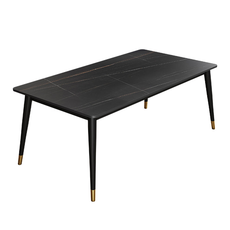 Modern Stone Top Dinette Set 1/2/4/5/7 Pieces Rectangle Dining Table Set in Black Clearhalo 'Dining Room Sets' 'Dining Tables & Seating' 'dining_room_set' 'furn' 'furn_dining_room_set' 'Furniture' 'Kitchen & Dining Furniture' 5407996