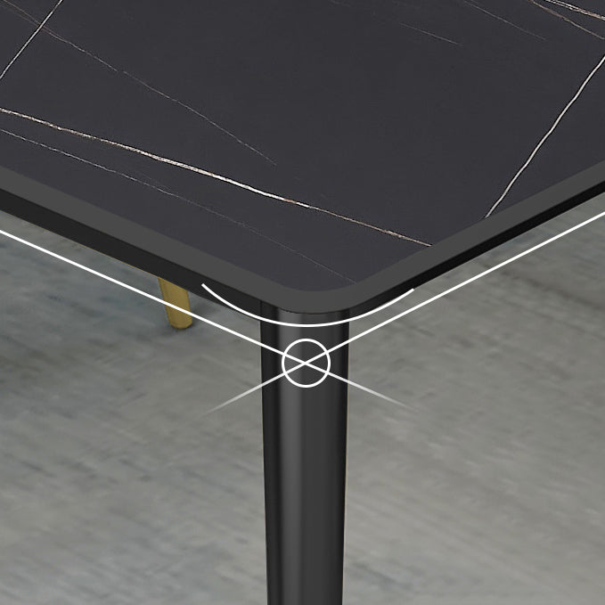 Modern Stone Top Dinette Set 1/2/4/5/7 Pieces Rectangle Dining Table Set in Black Clearhalo 'Dining Room Sets' 'Dining Tables & Seating' 'dining_room_set' 'furn' 'furn_dining_room_set' 'Furniture' 'Kitchen & Dining Furniture' 5407999