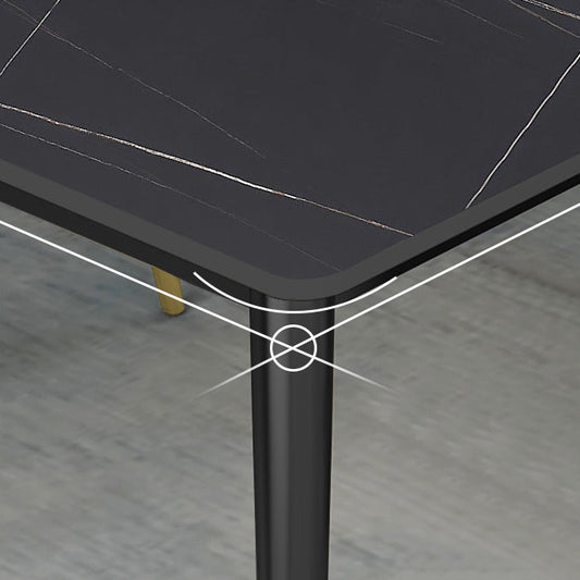 Modern Stone Top Dinette Set 1/2/4/5/7 Pieces Rectangle Dining Table Set in Black Clearhalo 'Dining Room Sets' 'Dining Tables & Seating' 'dining_room_set' 'furn' 'furn_dining_room_set' 'Furniture' 'Kitchen & Dining Furniture' 5407999