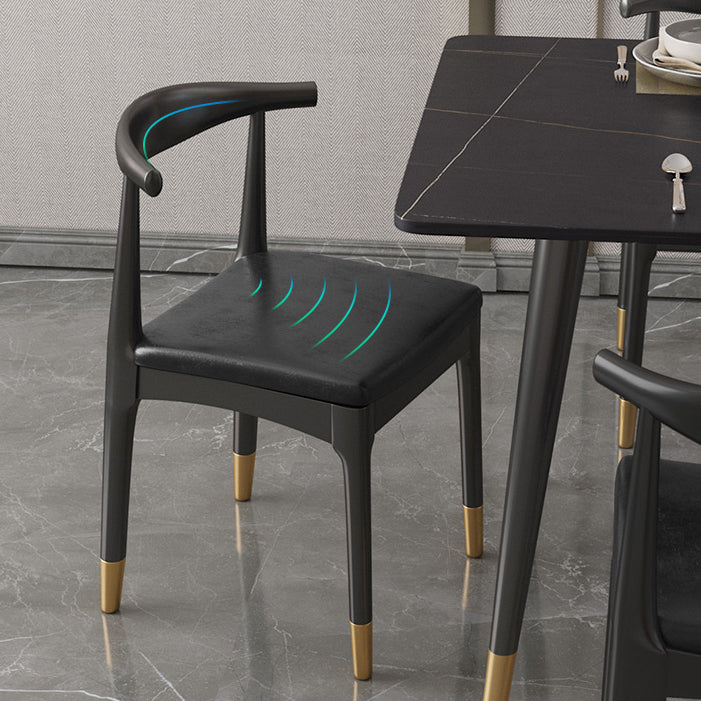 Modern Stone Top Dinette Set 1/2/4/5/7 Pieces Rectangle Dining Table Set in Black Clearhalo 'Dining Room Sets' 'Dining Tables & Seating' 'dining_room_set' 'furn' 'furn_dining_room_set' 'Furniture' 'Kitchen & Dining Furniture' 5408000
