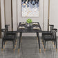 Modern Stone Top Dinette Set 1/2/4/5/7 Pieces Rectangle Dining Table Set in Black Clearhalo 'Dining Room Sets' 'Dining Tables & Seating' 'dining_room_set' 'furn' 'furn_dining_room_set' 'Furniture' 'Kitchen & Dining Furniture' 5408001