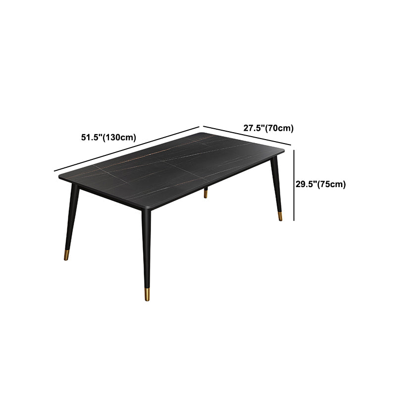 Modern Stone Top Dinette Set 1/2/4/5/7 Pieces Rectangle Dining Table Set in Black Clearhalo 'Dining Room Sets' 'Dining Tables & Seating' 'dining_room_set' 'furn' 'furn_dining_room_set' 'Furniture' 'Kitchen & Dining Furniture' 5408004