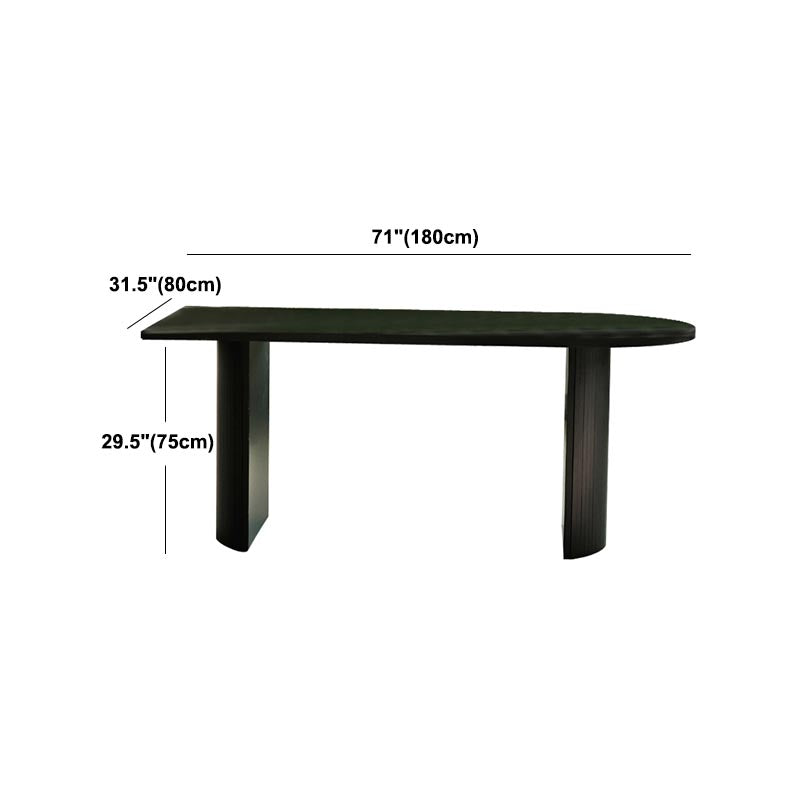 Simplicity Double Pedestal Dining Table Free Form Black Fixed Table with Wooden Top Clearhalo 'Dining Tables & Seating' 'Dining Tables' 'dining_table' 'furn' 'furn_dining_table' 'Furniture' 'Kitchen & Dining Furniture' 5408069