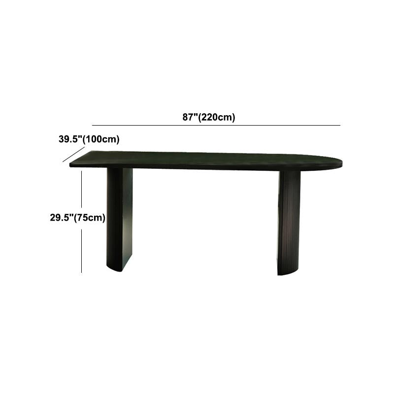 Simplicity Double Pedestal Dining Table Free Form Black Fixed Table with Wooden Top Clearhalo 'Dining Tables & Seating' 'Dining Tables' 'dining_table' 'furn' 'furn_dining_table' 'Furniture' 'Kitchen & Dining Furniture' 5408070