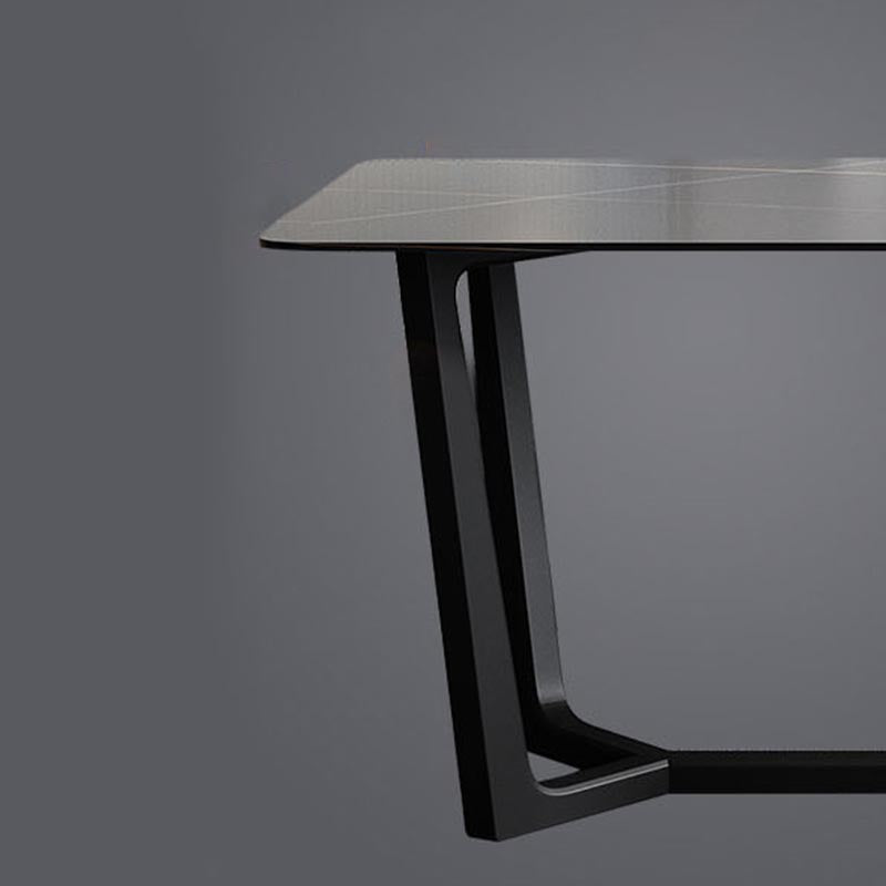 Industrial Sintered Stone Table for Restaurant Rectangle Dining Table with Trestle Base Clearhalo 'Dining Tables & Seating' 'Dining Tables' 'dining_table' 'furn' 'furn_dining_table' 'Furniture' 'Kitchen & Dining Furniture' 5408078