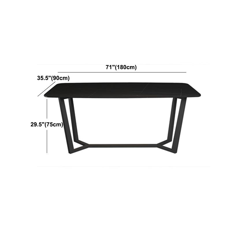 Industrial Sintered Stone Table for Restaurant Rectangle Dining Table with Trestle Base Clearhalo 'Dining Tables & Seating' 'Dining Tables' 'dining_table' 'furn' 'furn_dining_table' 'Furniture' 'Kitchen & Dining Furniture' 5408083
