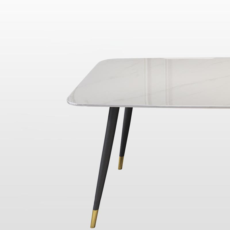 Luxury Sintered Stone Top Dining Table Rectangle White Table with 4 Legs Clearhalo 'Dining Tables & Seating' 'Dining Tables' 'dining_table' 'furn' 'furn_dining_table' 'Furniture' 'Kitchen & Dining Furniture' 5408101