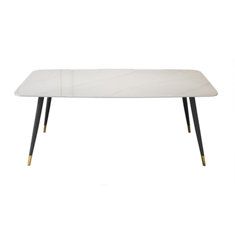 Luxury Sintered Stone Top Dining Table Rectangle White Table with 4 Legs Clearhalo 'Dining Tables & Seating' 'Dining Tables' 'dining_table' 'furn' 'furn_dining_table' 'Furniture' 'Kitchen & Dining Furniture' 5408102