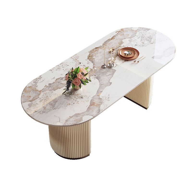 Oval Sintered Stone Dining Table Traditional Luxury Dining Table Clearhalo 'Dining Tables & Seating' 'Dining Tables' 'dining_table' 'furn' 'furn_dining_table' 'Furniture' 'Kitchen & Dining Furniture' 5408114