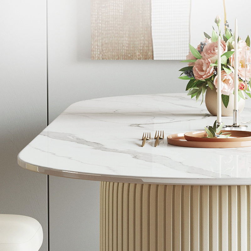 Oval Sintered Stone Dining Table Traditional Luxury Dining Table Clearhalo 'Dining Tables & Seating' 'Dining Tables' 'dining_table' 'furn' 'furn_dining_table' 'Furniture' 'Kitchen & Dining Furniture' 5408116