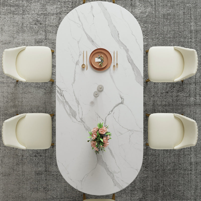 Oval Sintered Stone Dining Table Traditional Luxury Dining Table Clearhalo 'Dining Tables & Seating' 'Dining Tables' 'dining_table' 'furn' 'furn_dining_table' 'Furniture' 'Kitchen & Dining Furniture' 5408120