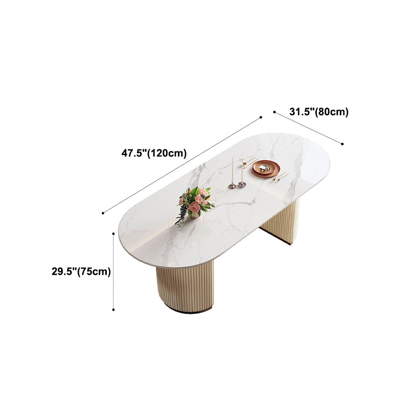 Oval Sintered Stone Dining Table Traditional Luxury Dining Table Clearhalo 'Dining Tables & Seating' 'Dining Tables' 'dining_table' 'furn' 'furn_dining_table' 'Furniture' 'Kitchen & Dining Furniture' 5408122
