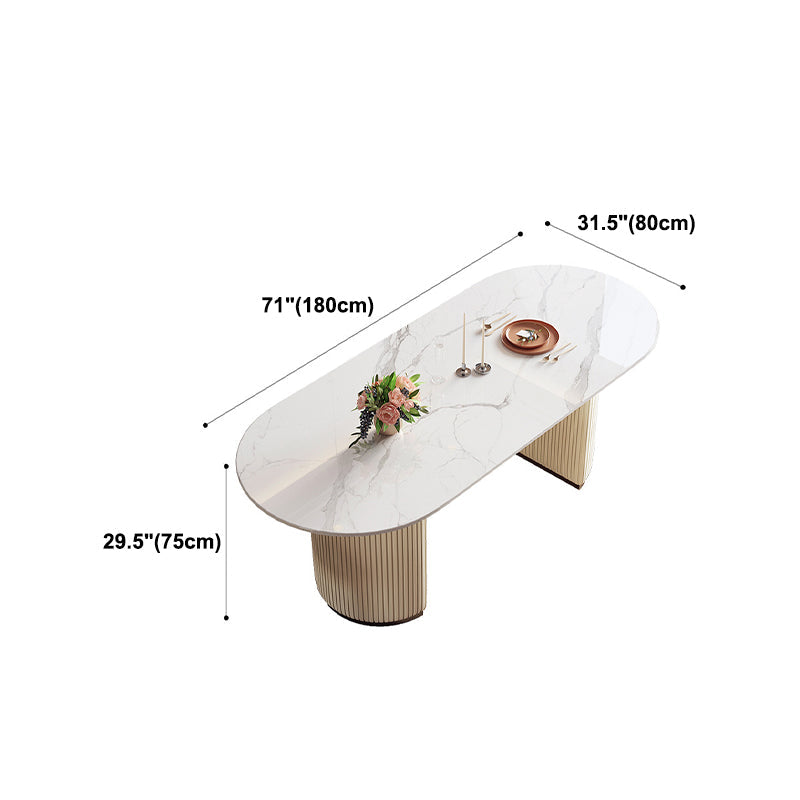 Oval Sintered Stone Dining Table Traditional Luxury Dining Table Clearhalo 'Dining Tables & Seating' 'Dining Tables' 'dining_table' 'furn' 'furn_dining_table' 'Furniture' 'Kitchen & Dining Furniture' 5408125