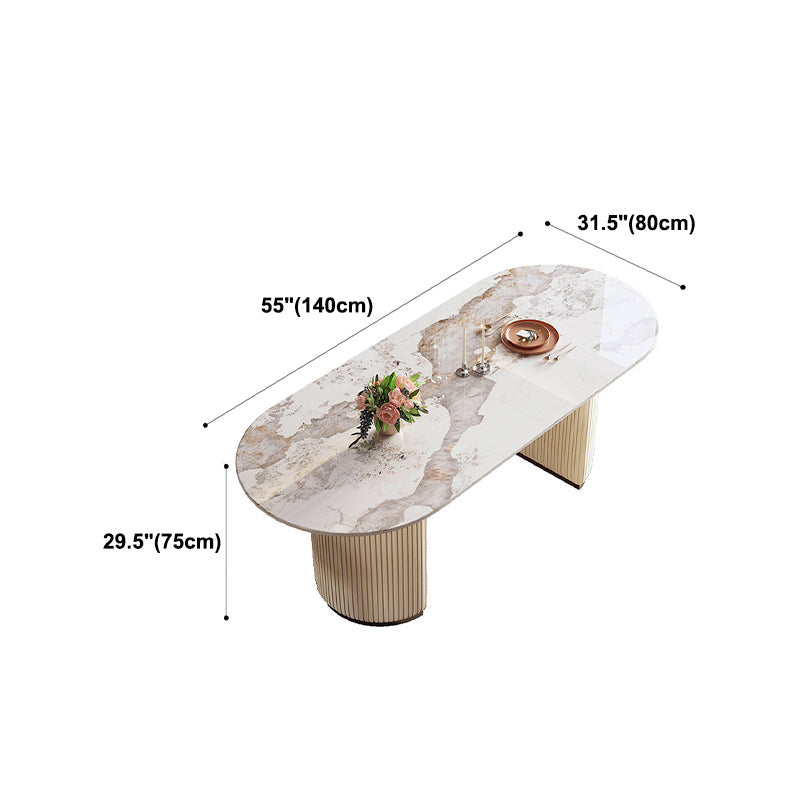 Oval Sintered Stone Dining Table Traditional Luxury Dining Table Clearhalo 'Dining Tables & Seating' 'Dining Tables' 'dining_table' 'furn' 'furn_dining_table' 'Furniture' 'Kitchen & Dining Furniture' 5408126