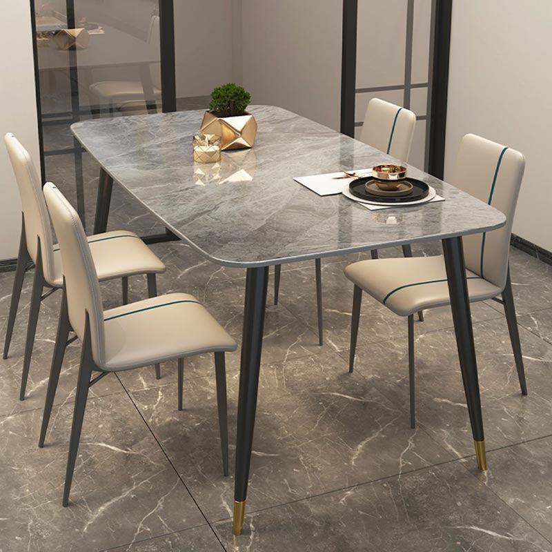 Luxury Sintered Stone Top Dining Table Rectangle Grey Table with 4 Legs 47.2"L x 23.6"W x 29.5"H Without Chairs Clearhalo 'Dining Tables & Seating' 'Dining Tables' 'dining_table' 'furn' 'furn_dining_table' 'Furniture' 'Kitchen & Dining Furniture' 5408130