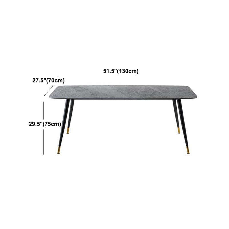 Luxury Sintered Stone Top Dining Table Rectangle Grey Table with 4 Legs Clearhalo 'Dining Tables & Seating' 'Dining Tables' 'dining_table' 'furn' 'furn_dining_table' 'Furniture' 'Kitchen & Dining Furniture' 5408137