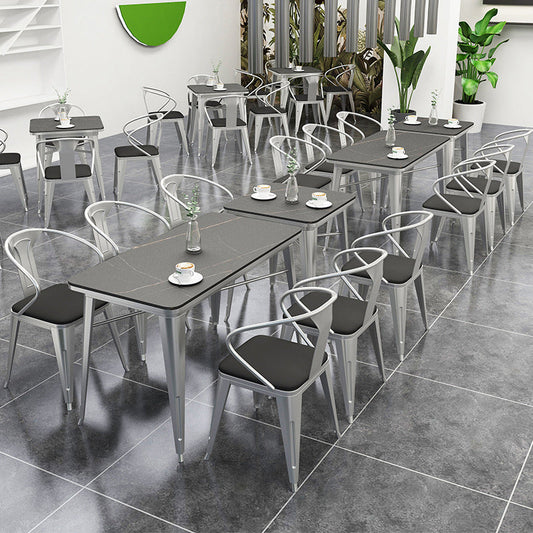 Metal Industrial Indoor Table Sintered Stone Top Table for Dining Room