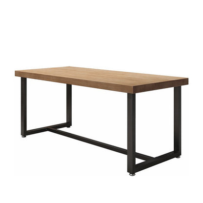 Industrial Style Dining Table Solid Wood Trestle Table for Dining Room