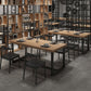 Industrial Style Dining Table Solid Wood Trestle Table for Dining Room