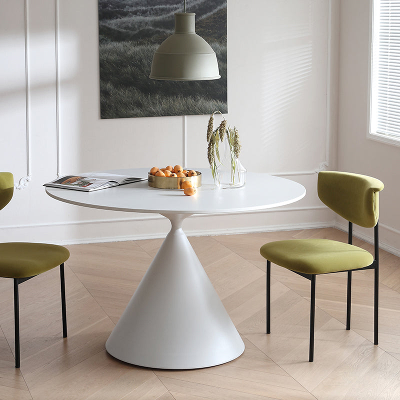 Contemporary Style Dining Table Stone Round Table with Pedestal Base White 39.4"L x 39.4"W x 29.5"H Without Chairs Clearhalo 'Dining Tables & Seating' 'Dining Tables' 'dining_table' 'furn' 'furn_dining_table' 'Furniture' 'Kitchen & Dining Furniture' 5408283