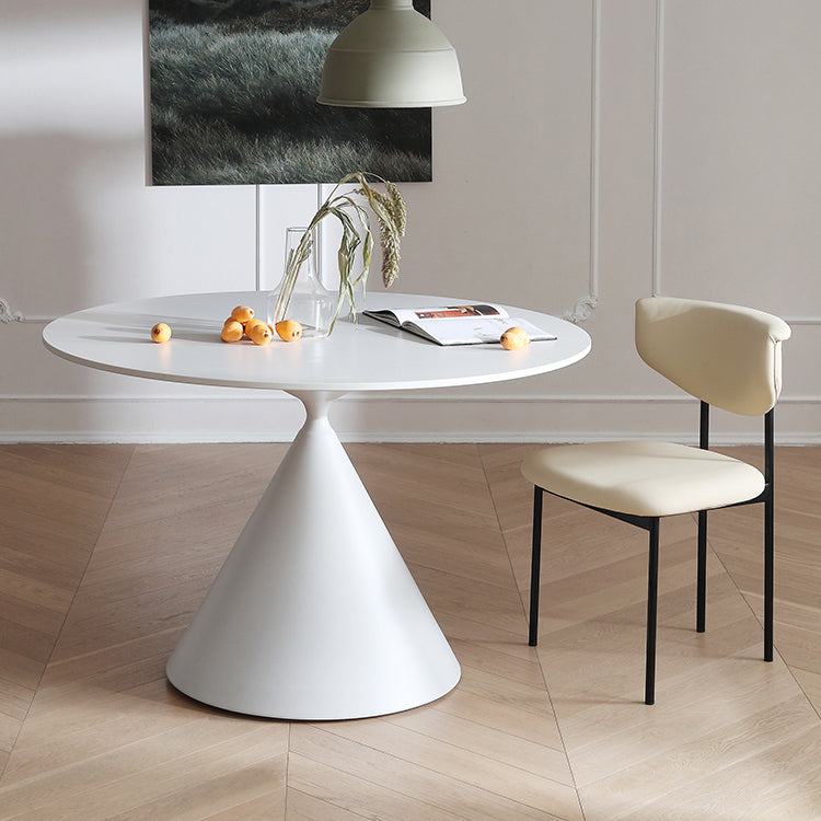 Contemporary Style Dining Table Stone Round Table with Pedestal Base White 51.2"L x 51.2"W x 29.5"H Without Chairs Clearhalo 'Dining Tables & Seating' 'Dining Tables' 'dining_table' 'furn' 'furn_dining_table' 'Furniture' 'Kitchen & Dining Furniture' 5408286