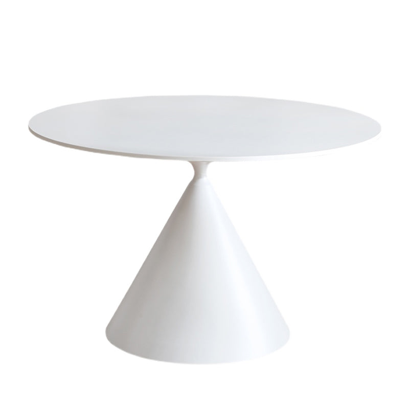 Contemporary Style Dining Table Stone Round Table with Pedestal Base White Without Chairs Clearhalo 'Dining Tables & Seating' 'Dining Tables' 'dining_table' 'furn' 'furn_dining_table' 'Furniture' 'Kitchen & Dining Furniture' 5408287