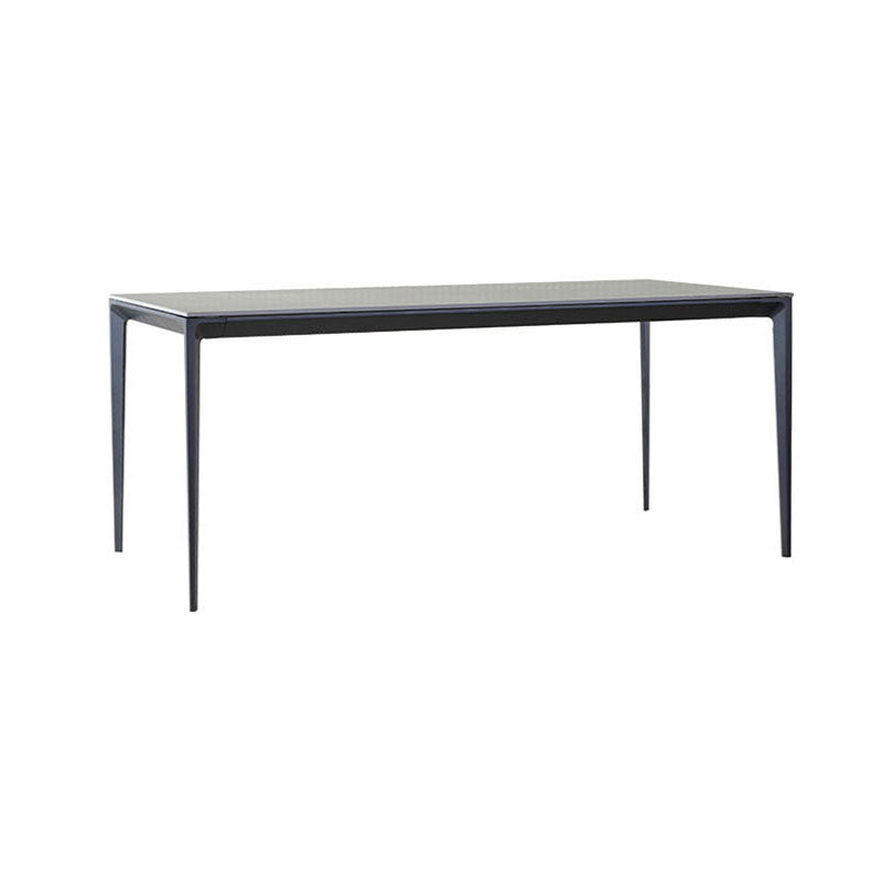 Modern Rectangle Dining Table Sintered Stone Top Table with 4 Black Metal Legs White Without Chairs Clearhalo 'Dining Tables & Seating' 'Dining Tables' 'dining_table' 'furn' 'furn_dining_table' 'Furniture' 'Kitchen & Dining Furniture' 5408354
