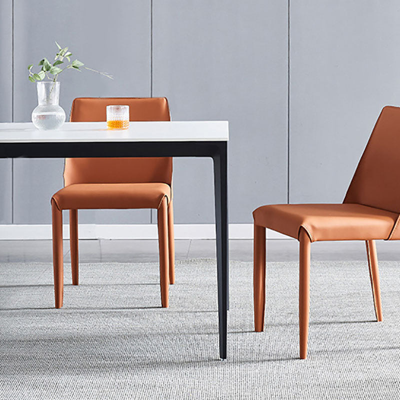 Modern Rectangle Dining Table Sintered Stone Top Table with 4 Black Metal Legs Clearhalo 'Dining Tables & Seating' 'Dining Tables' 'dining_table' 'furn' 'furn_dining_table' 'Furniture' 'Kitchen & Dining Furniture' 5408358