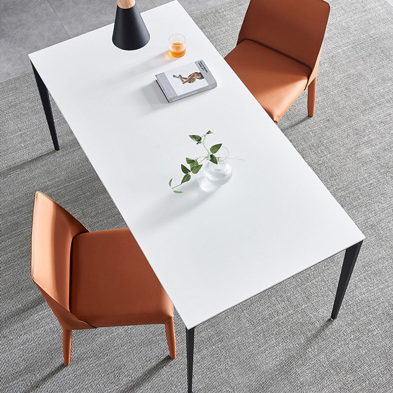 Modern Rectangle Dining Table Sintered Stone Top Table with 4 Black Metal Legs Clearhalo 'Dining Tables & Seating' 'Dining Tables' 'dining_table' 'furn' 'furn_dining_table' 'Furniture' 'Kitchen & Dining Furniture' 5408360