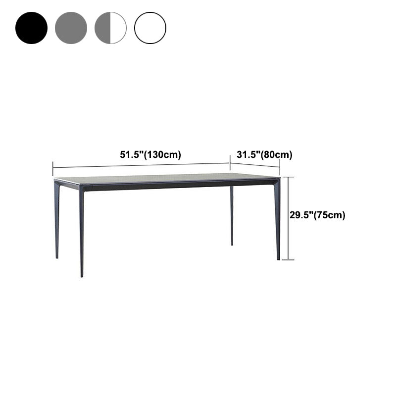 Modern Rectangle Dining Table Sintered Stone Top Table with 4 Black Metal Legs Clearhalo 'Dining Tables & Seating' 'Dining Tables' 'dining_table' 'furn' 'furn_dining_table' 'Furniture' 'Kitchen & Dining Furniture' 5408366