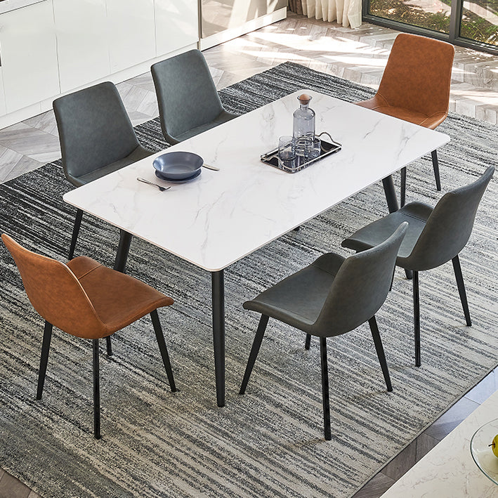 Tavolo da pranzo in pietra rettangolo bianco tavolo in acciaio industriale 4 piedi