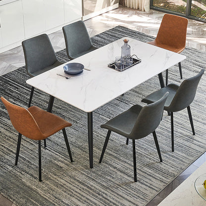 Tavolo da pranzo in pietra rettangolo bianco tavolo in acciaio industriale 4 piedi