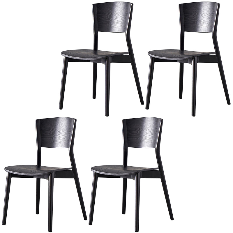 Contemporary Wood Dining Chair Open Back Dining Side Furniture in Matte Finish for Indoor Black 4 Piece Set Clearhalo 'Dining Chairs' 'Dining Tables & Seating' 'dining_chair' 'furn' 'furn_dining_chair' 'Furniture' 'Kitchen & Dining Furniture' 5408715