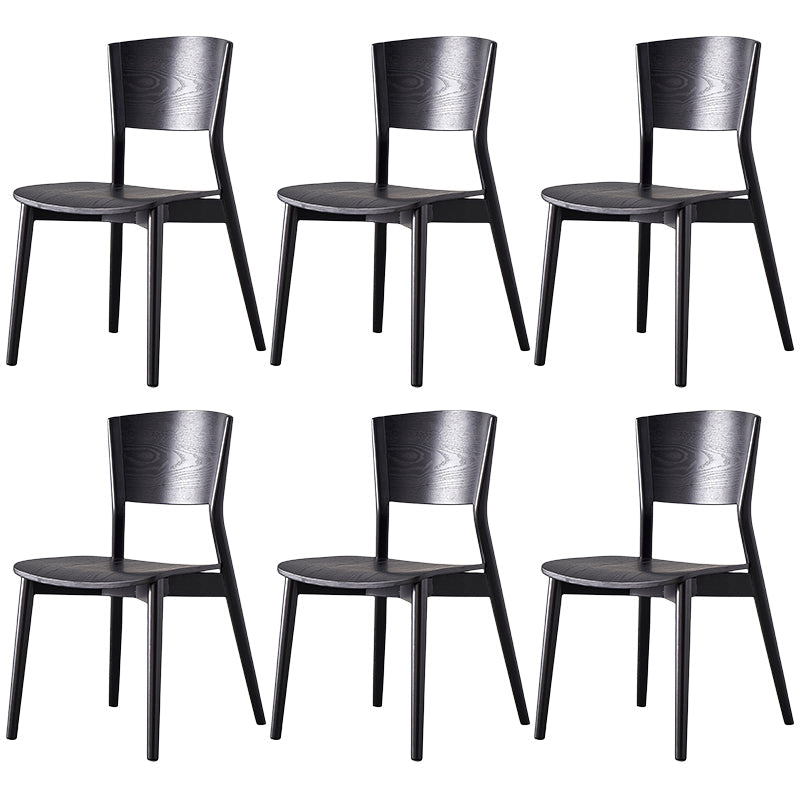 Contemporary Wood Dining Chair Open Back Dining Side Furniture in Matte Finish for Indoor Black 6 Piece Set Clearhalo 'Dining Chairs' 'Dining Tables & Seating' 'dining_chair' 'furn' 'furn_dining_chair' 'Furniture' 'Kitchen & Dining Furniture' 5408718