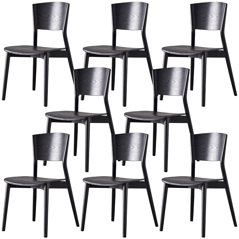 Contemporary Wood Dining Chair Open Back Dining Side Furniture in Matte Finish for Indoor Black 8 Piece Set Clearhalo 'Dining Chairs' 'Dining Tables & Seating' 'dining_chair' 'furn' 'furn_dining_chair' 'Furniture' 'Kitchen & Dining Furniture' 5408720