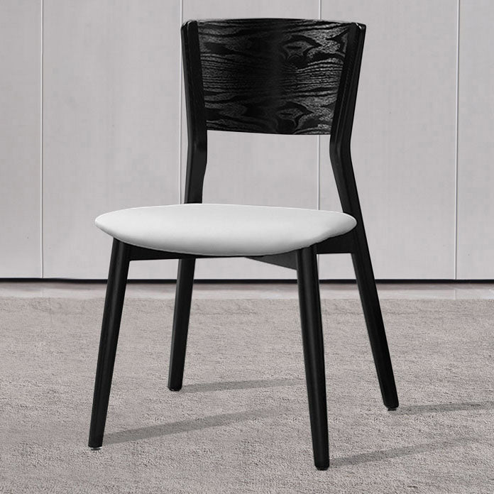 Contemporary Wood Dining Chair Open Back Dining Side Furniture in Matte Finish for Indoor Matte Black 1 Piece Clearhalo 'Dining Chairs' 'Dining Tables & Seating' 'dining_chair' 'furn' 'furn_dining_chair' 'Furniture' 'Kitchen & Dining Furniture' 5408722