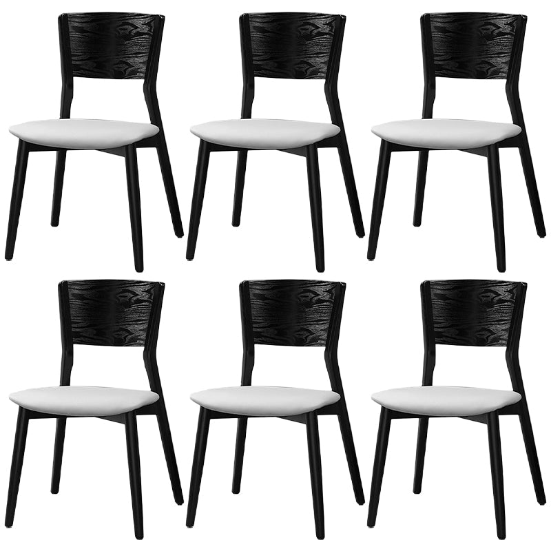 Contemporary Wood Dining Chair Open Back Dining Side Furniture in Matte Finish for Indoor Matte Black 6 Piece Set Clearhalo 'Dining Chairs' 'Dining Tables & Seating' 'dining_chair' 'furn' 'furn_dining_chair' 'Furniture' 'Kitchen & Dining Furniture' 5408728