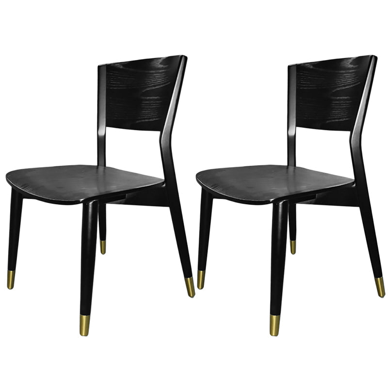 Contemporary Wood Dining Chair Open Back Dining Side Furniture in Matte Finish for Indoor Gold-Black 2 Piece Set Clearhalo 'Dining Chairs' 'Dining Tables & Seating' 'dining_chair' 'furn' 'furn_dining_chair' 'Furniture' 'Kitchen & Dining Furniture' 5408740