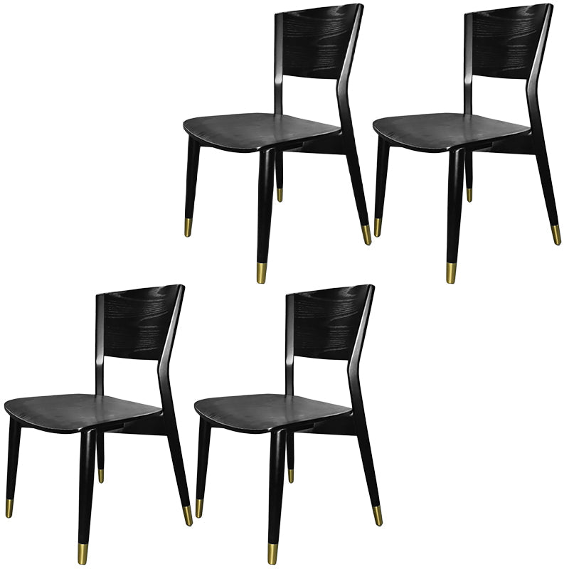Contemporary Wood Dining Chair Open Back Dining Side Furniture in Matte Finish for Indoor Gold-Black 4 Piece Set Clearhalo 'Dining Chairs' 'Dining Tables & Seating' 'dining_chair' 'furn' 'furn_dining_chair' 'Furniture' 'Kitchen & Dining Furniture' 5408741