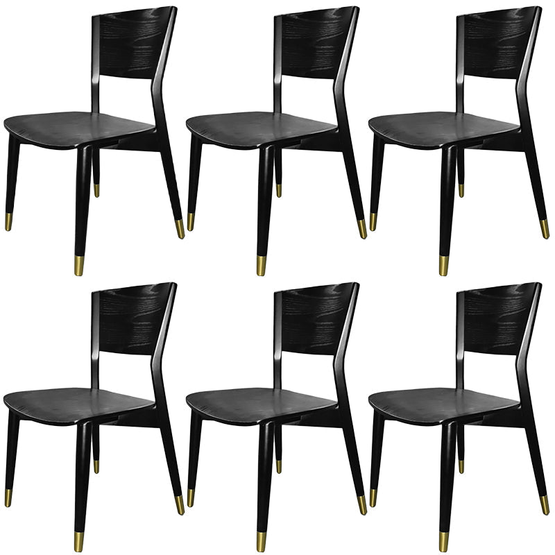 Contemporary Wood Dining Chair Open Back Dining Side Furniture in Matte Finish for Indoor Gold-Black 6 Piece Set Clearhalo 'Dining Chairs' 'Dining Tables & Seating' 'dining_chair' 'furn' 'furn_dining_chair' 'Furniture' 'Kitchen & Dining Furniture' 5408742